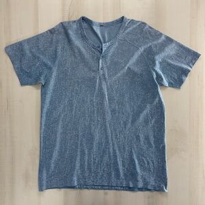 LULULEMON mens blue short sleeve athletic hiking weekend travel lounge shirt XL